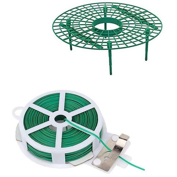 

other garden supplies 6pcs plant strawberry growing circle support rack & 1x gardening twisted wire with (20m, green)