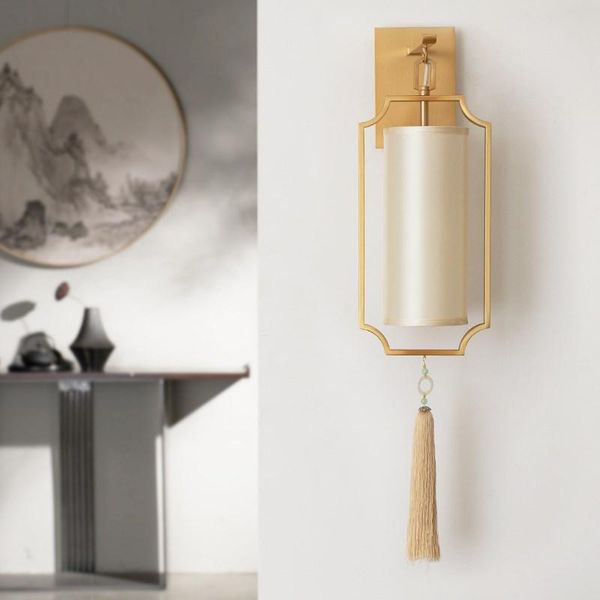 

chinese luxury wall lamp bedroom bedside living room copper for minimalism led sconce light decor fixture