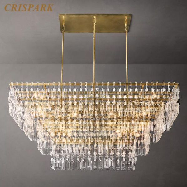 

marignan four-tier rectangular chandelier 72" modern led luxury lighting living room glass hanging lamp villa chandeliers