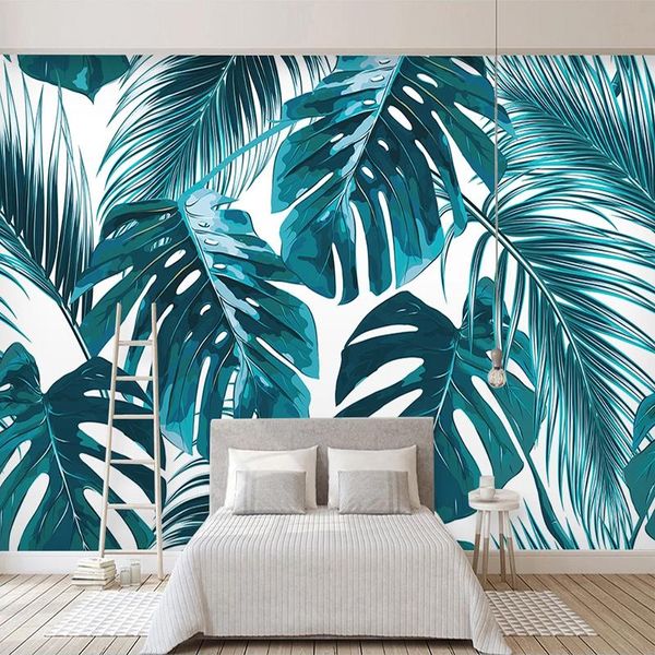

custom po nordic modern tropical plant leaves 3d living room bedroom tv background wall decoration painting wallpaper mural wallpapers