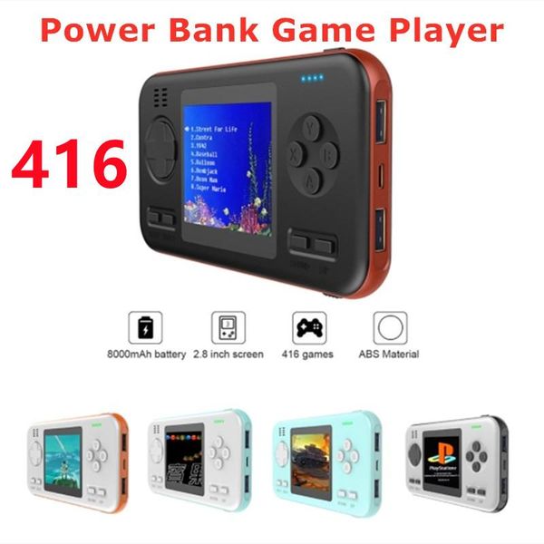 

portable game players 8000mah power bank console built-in 416 retro games handheld for kids adults dropship