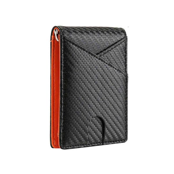 

men's wallet carbon fiber rfid ultra thin short, Red;black