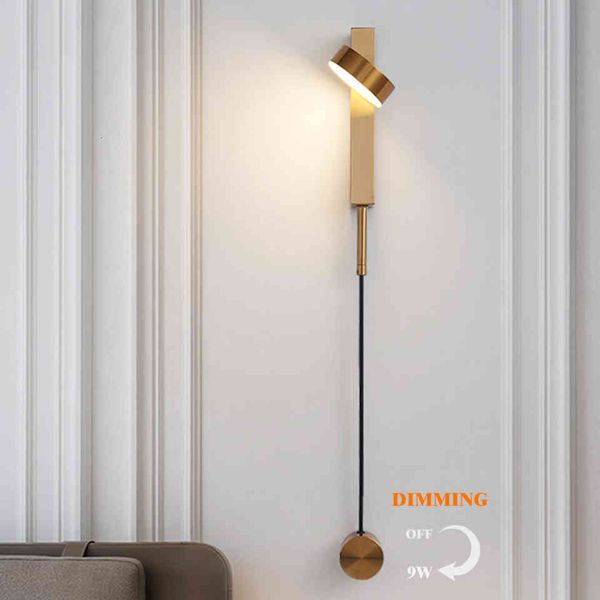 

wall lamp led with knob switch dimmable light modern home lighting adjustable 9w black for stairway bedroom bedside 0170
