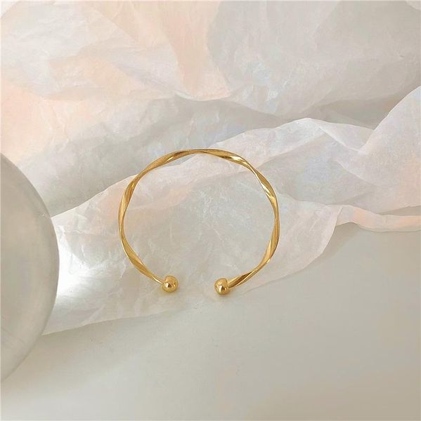 

bangle 2021 simple gold silver color sale women classical water wave pattern bangles open cuff bracelets & jewelry pulsera gift, Black