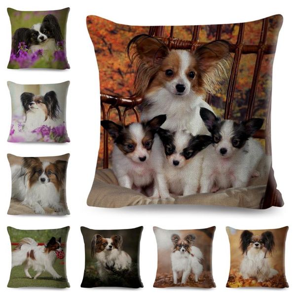 

cushion/decorative pillow spain papillon dog cushion cover for sofa home car 45*45cm animal printed pillowcase decor cute pet linen case