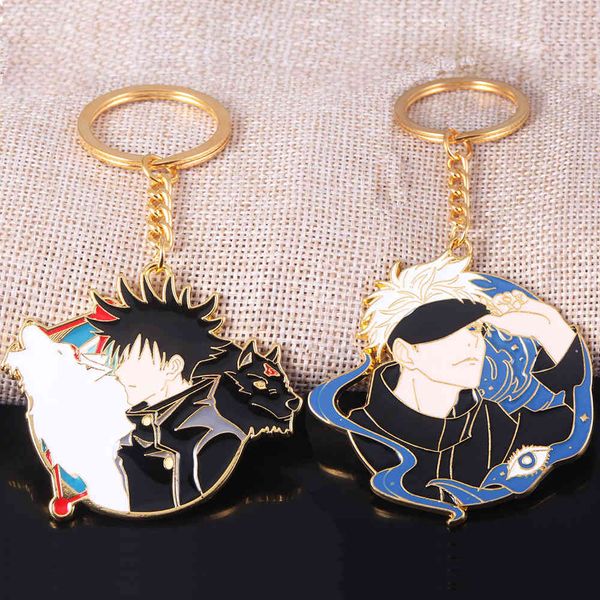 

keychains anime jujutsu kaisen keychain gojo satoru fushiguro megumi figure enamel pendant keyring props cosplay jewelry, Silver