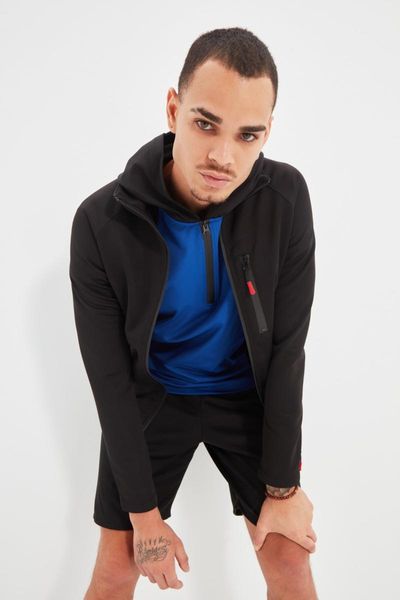 

men's hoodies & sweatshirts trendyol men 's regular fit sweatshirt tmnaw22sw1234, Black