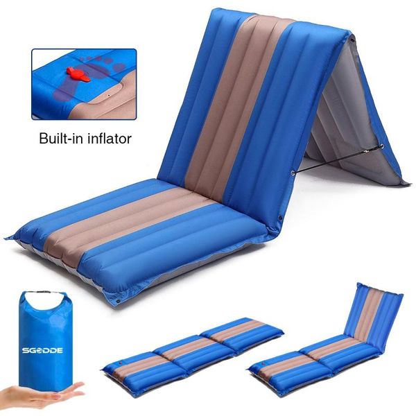 

inflatable camping sleeping mat built-in pump waterproof mattress lightweight portable beach towel hiking trekking outdoor pads
