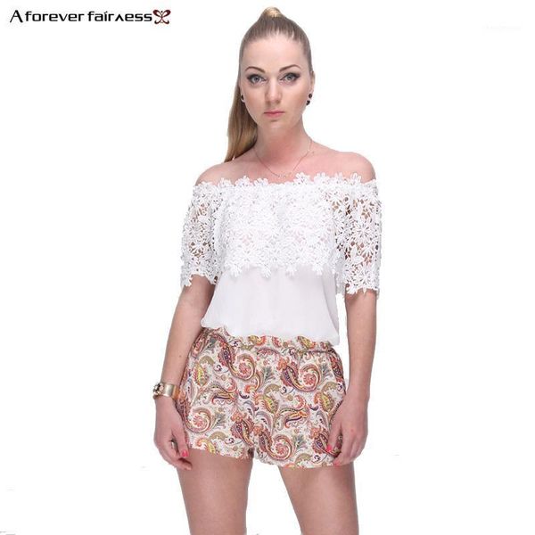 

forever summer women slash neck casual off shoulder chiffon lace blouse shirts white blusas female aff922 women's blouses &