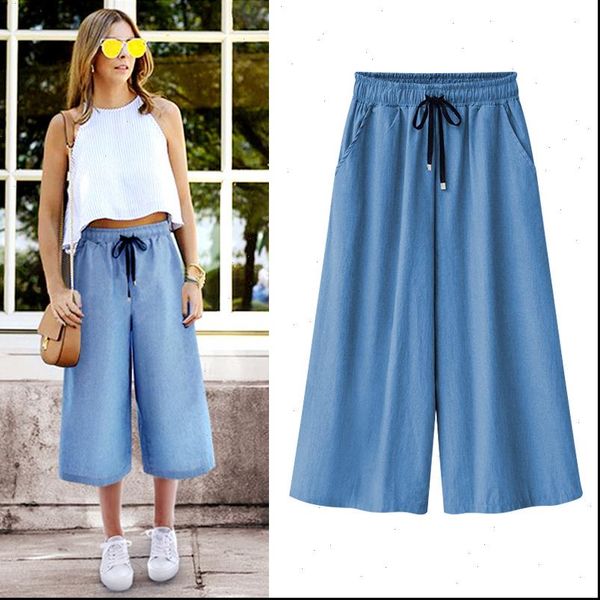 

women womens capri cotton wide leg pants loose casual summer solid color capris trousers plus size  6xl, Black;white
