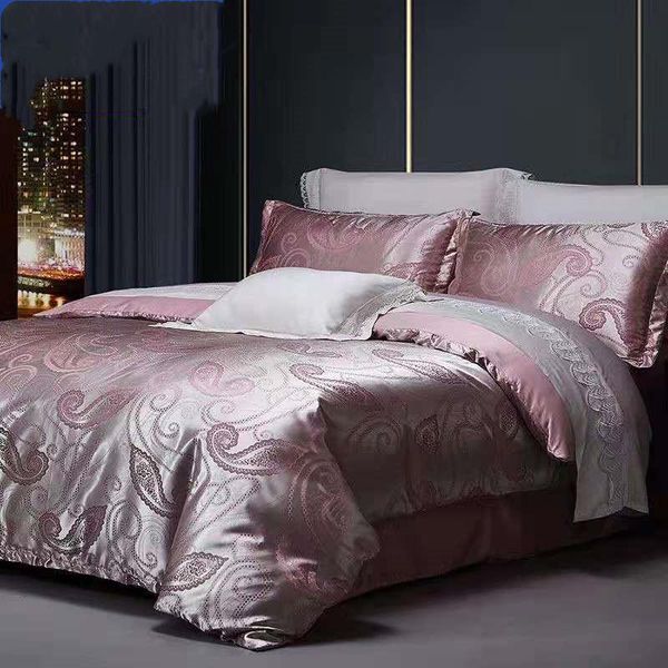 

bedding sets 4pcs summer  king set 100% polyester luxury jacquard sleeping naked quilt cover pillowcase duvet sheet