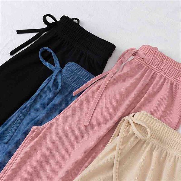 

women ice silk wide leg pants casual straight tube floor trousers, Black;white