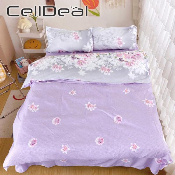 

bedding sets home textiles sea of pink flowers set double-sided pattern soft duvet cover flat sheet pillowcases fashion oceania