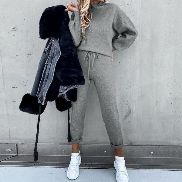 

autumn long sleeve pullover womenpant sweatshirt sportswear set tracksuit clothing, White