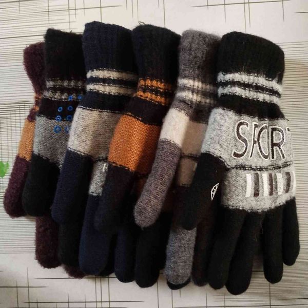 

men's mohair glov printed rubber double-layer magic