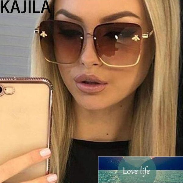 

new arrival oversized square bee sunglasses women brand metal frame gradient sun glasses shade for womanuv400 factory price expert design qu, White;black