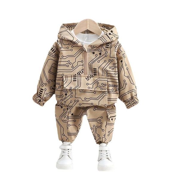 

fashion spring autumn children cartoon costume kids hooded jacke pants toddler casual clothes boys baby girls print sport suits clothing set, White