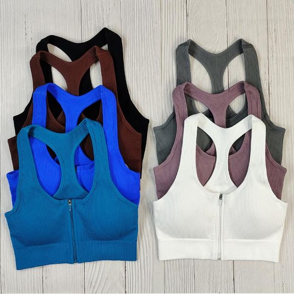 

yoga outfit 7 colors zipper fitness sport bra seamless bras for women running workout sports crop female gym clothing tank