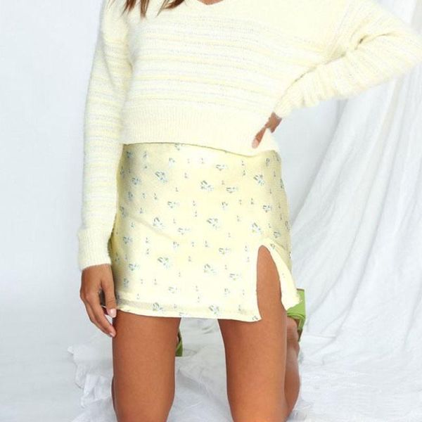 

skirts summer women's casual flower print high waist mini skirt, Black