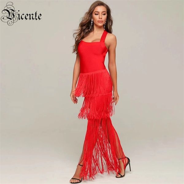 

arrival red dress cross blackless design bodycon tassel vestido celebrity christmas bandage 210520, Black;gray