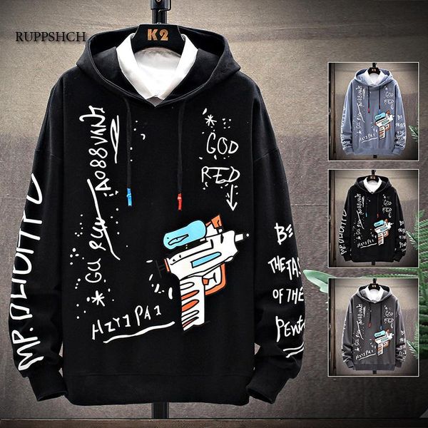 

men hoodie sweatshirt spring and autumn street japanese style harajuku hip hop casual fashion oversized men's hoodies & sweatshirts, Black
