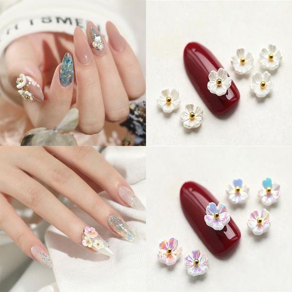 

6pcs/lot fashion nail decorating 3d art decoration flower shapes white color tips diy tools d00361, Silver;gold