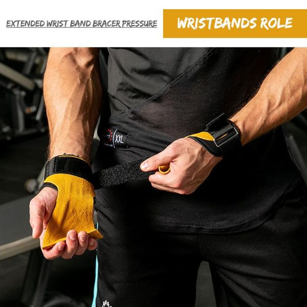 

elbow & knee pads fitness hand guard cowhide device antiskid wear resistant wrist hard pull grip belt, Black;gray