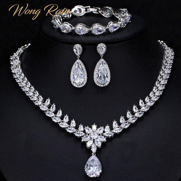 

wong rain 100% 925 sterling silver emerald z citrine amethyst gemstone necklace/earrings/bracelets jewelry sets wholesale bracelet, earr, Black