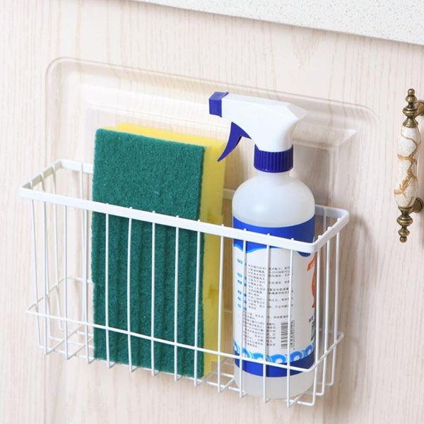 

bathroom storage & organization kitchen wall mounted self adhesive drain shelf organizer accessories large capacity iron art basket holder r