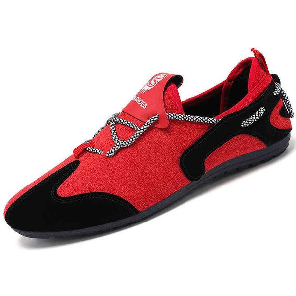 NXY erkek Rahat Ayakkabılar Moda Sonbahar Kırmızı Sneakers Tenis Lüks Marka Nefes Yumuşak Moccasins Loafer Yüksek Kalite 0127