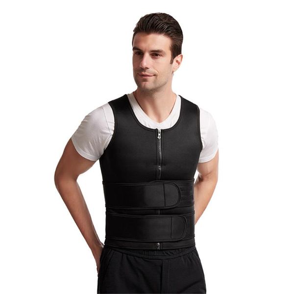 

men's slimming body shapewear neoprene sauna corset sweating compression abdomen tummy belly control slim waist trainer strap support, Black;gray