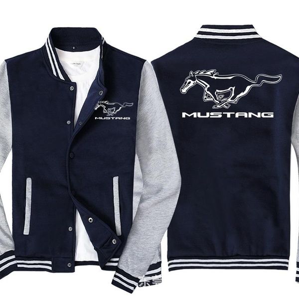 

men's jackets fashion men baseball jacket for mustang logo sportswear casual sweatshirt hip hop harajuku uniform cardigan coat, Black;brown