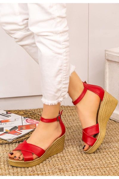 

sandals ertu red skin wedges, Black