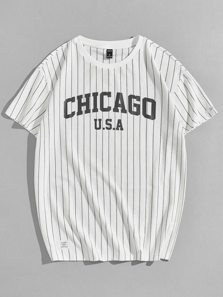 

men letter graphic striped tee d5xc#, White;black