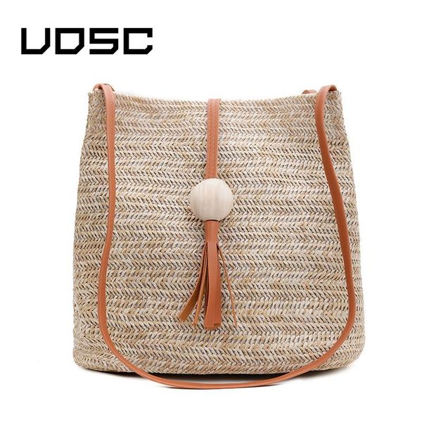 

evening bags uosc 2021 summer retro tassel beach bag woven bucket shoulder diagonal straw tote women handbag designer