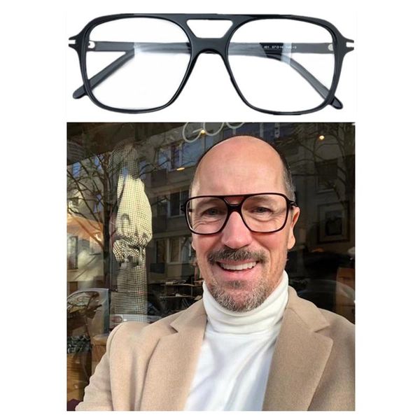 

fashion sunglasses frames quality square pilot glasses frame 57-16-145 double-bridge design goggle rim for prescription, Black