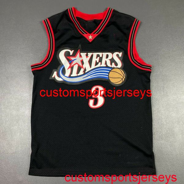 100% Costura Allen Iverson Vintage Swingman Jersey Mens Mulheres Juventude Jersey XS-5XL 6XL