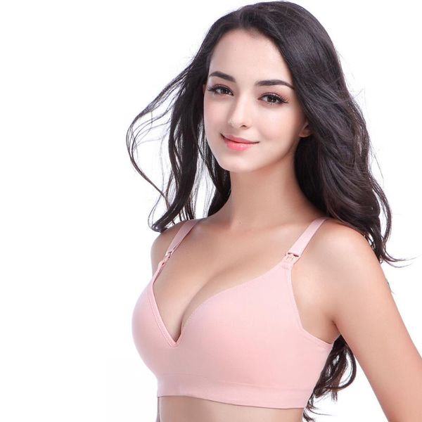

bras sets one-piece no steel ring seamless pregnant women underwear on the buckle breastfeeding bra, Red;black