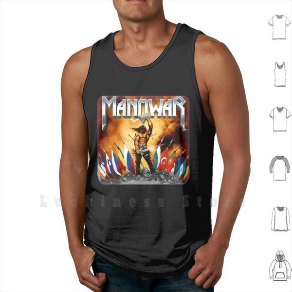 

color of rainbow tank vest 100% cotton manowar music band rock metal tour heavy power fantasy, White;black