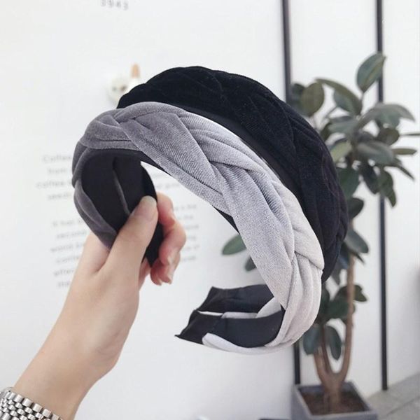 

fashion hair accessories women's gold velvet fabric twist braid wide-angle light headband wild girl band headwear1