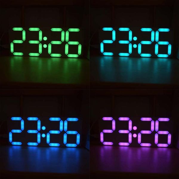 

other clocks & accessories large size rainbow color digital tube ds3231 alarm clock diy kit time date table deskled display