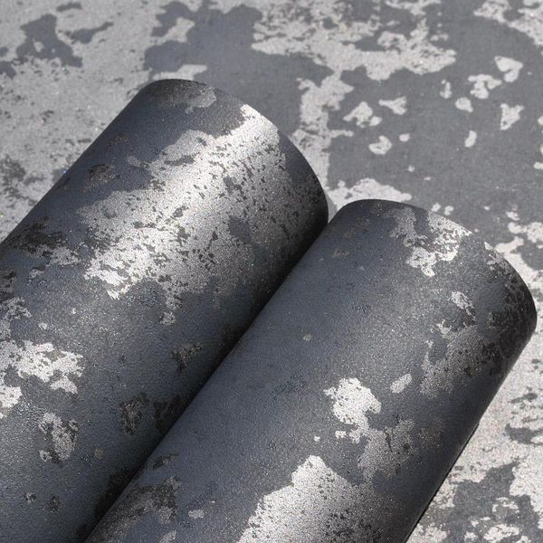 

wallpapers black silver textured plain wallpaper roll home decor living room office background concrete industrial wall paper