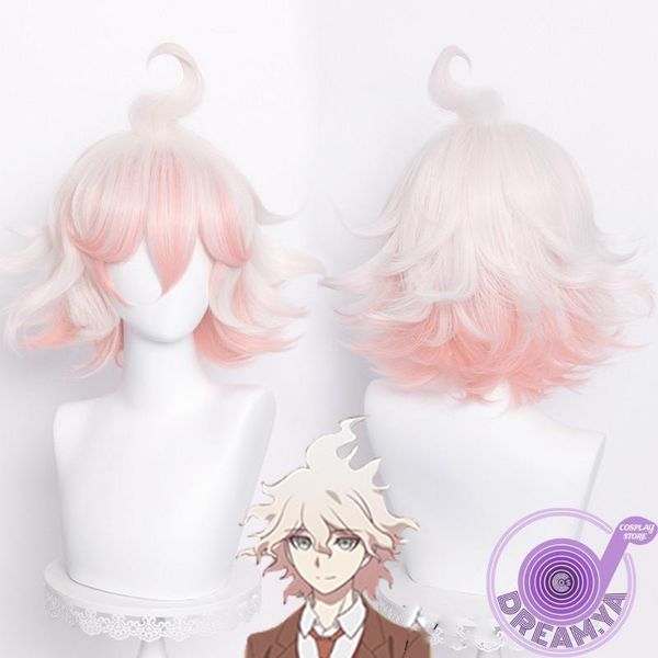 

other event & party supplies komaeda nagito cosplay wig danganronpa pink white mixed short dangan ronpa synthetic hair halloween role play +