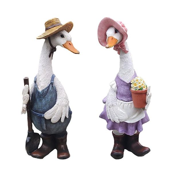 

duck ornaments resin artificial garden sculpture animal statue couple decoration simulation pond decor landscape crafts#a decorative objects