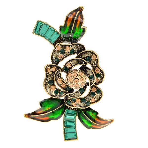 

pins, brooches cindy xiang elegant crystal and rhinestone flower brooch pins for women coat scarf buckle enamel leaves accessories jewelry, Gray