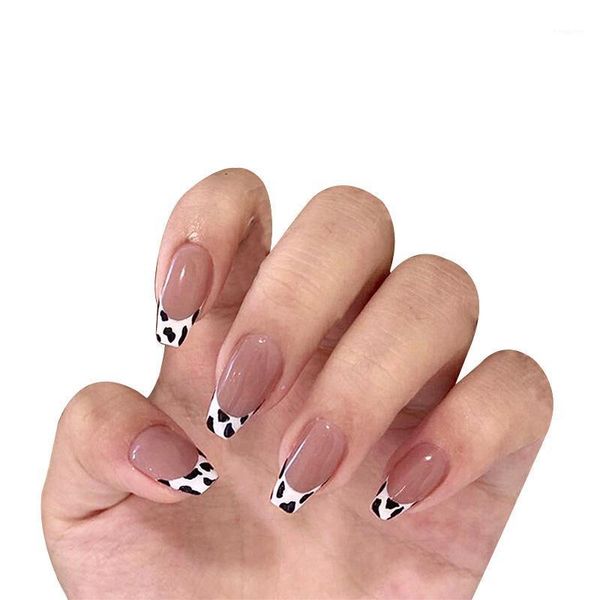 

pcs false nails gradient hit color fake candy pearl french tips detachable nail press on coffin1, Red;gold