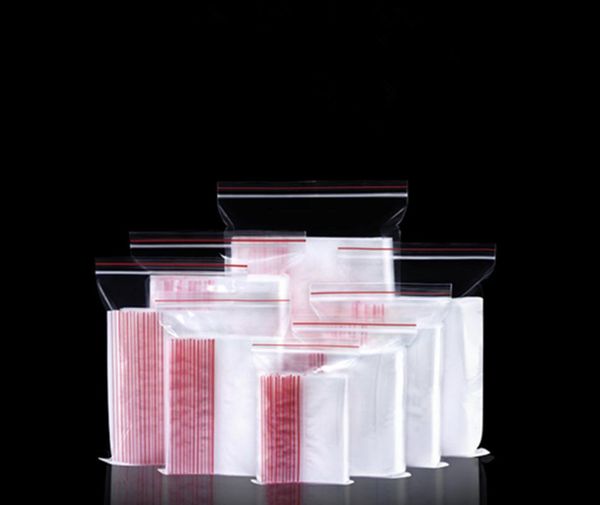 

100pcs/lot transparent pouches reusable clear jewelry cosmetic storage bag kitchen spice zipper package bags