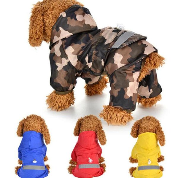 

dog apparel cn four-legged raincoat outdoor camouflage reflective rain coat hoodies pet raining umbrella poncho costume