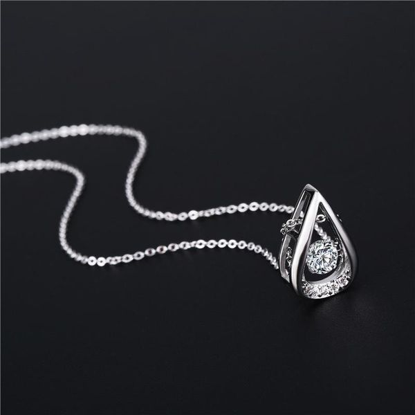 

pendant necklaces jewellery heart stainless steel jewelry simple drop zircon clavicle choker bridal wedding for women, Silver