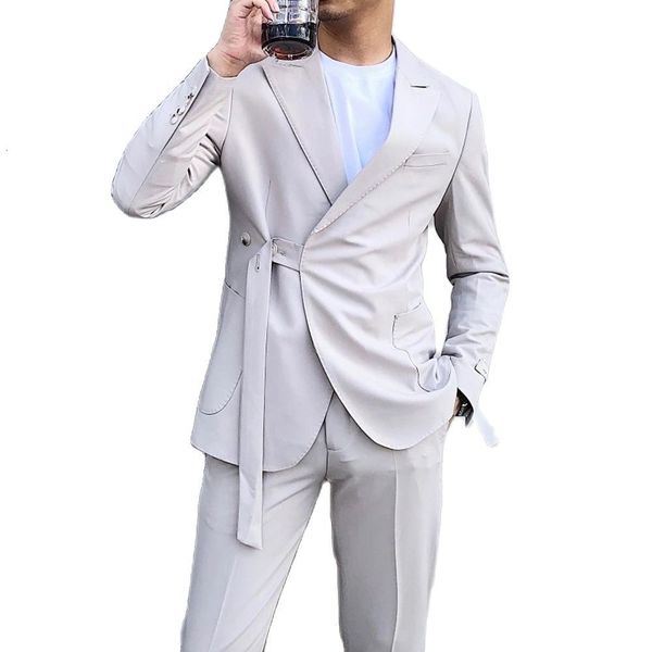 

men's suits & blazers blazer 2 for man in tuxedo asymmetry button suit elegant jacket stage party clu, White;black